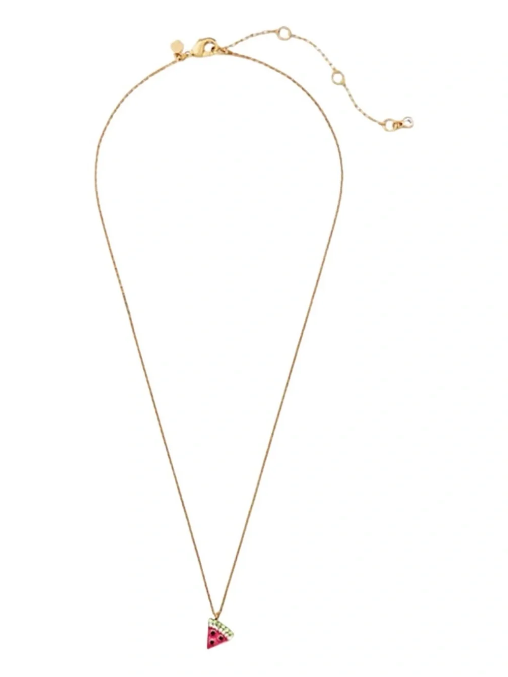 Kate Spade Picnic Perfect Watermelon Pendant Necklace NWT Gold Enamel Crystal